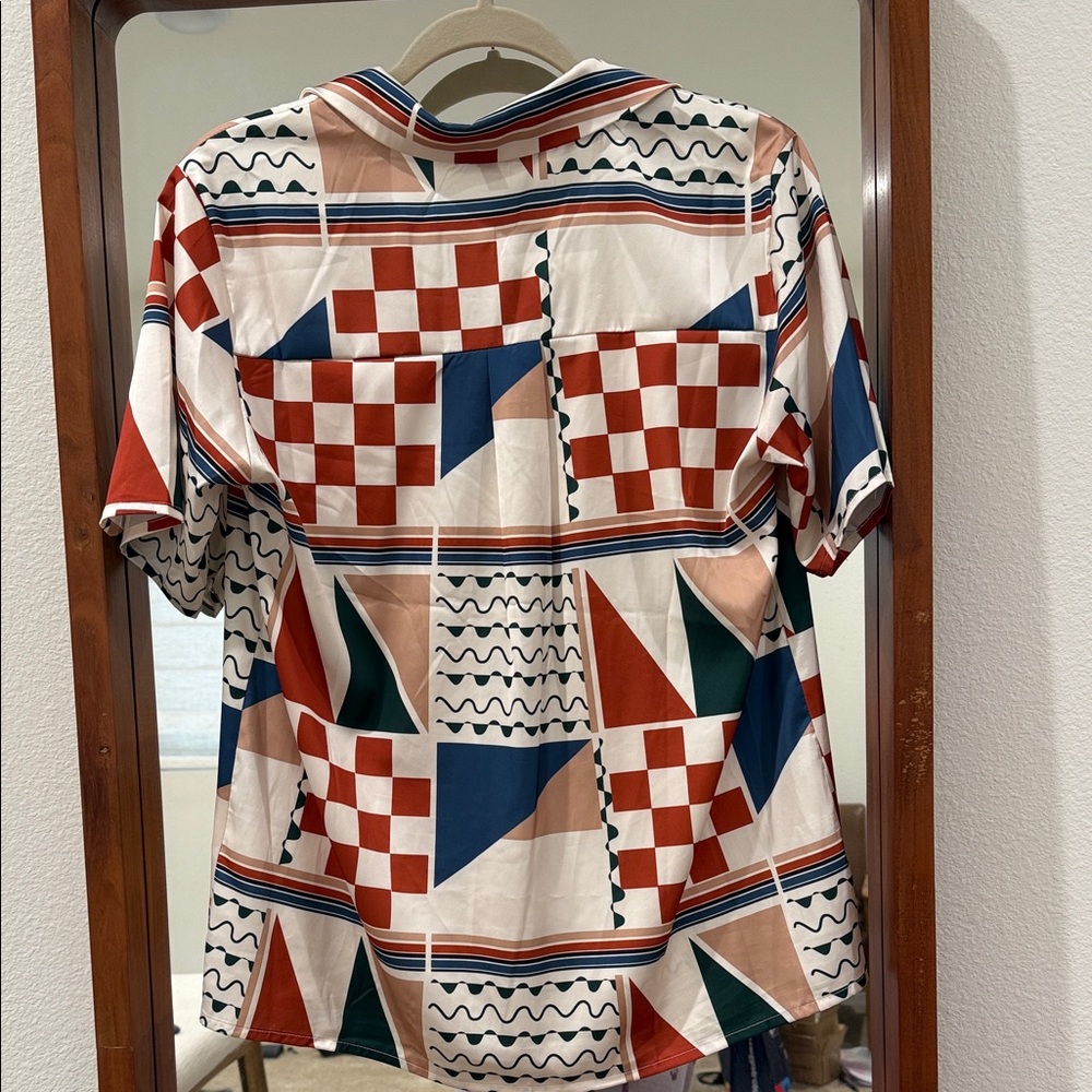 Geometric Patterned Button Down Shirt - image 3
